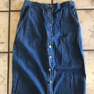 VINTAGE 1990s WOMENS RENATA B LONG DENIM BUTTON UP SKIRT